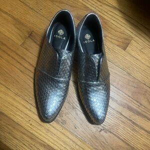 Isola Silver Textured Loafers for Women Size 9.5